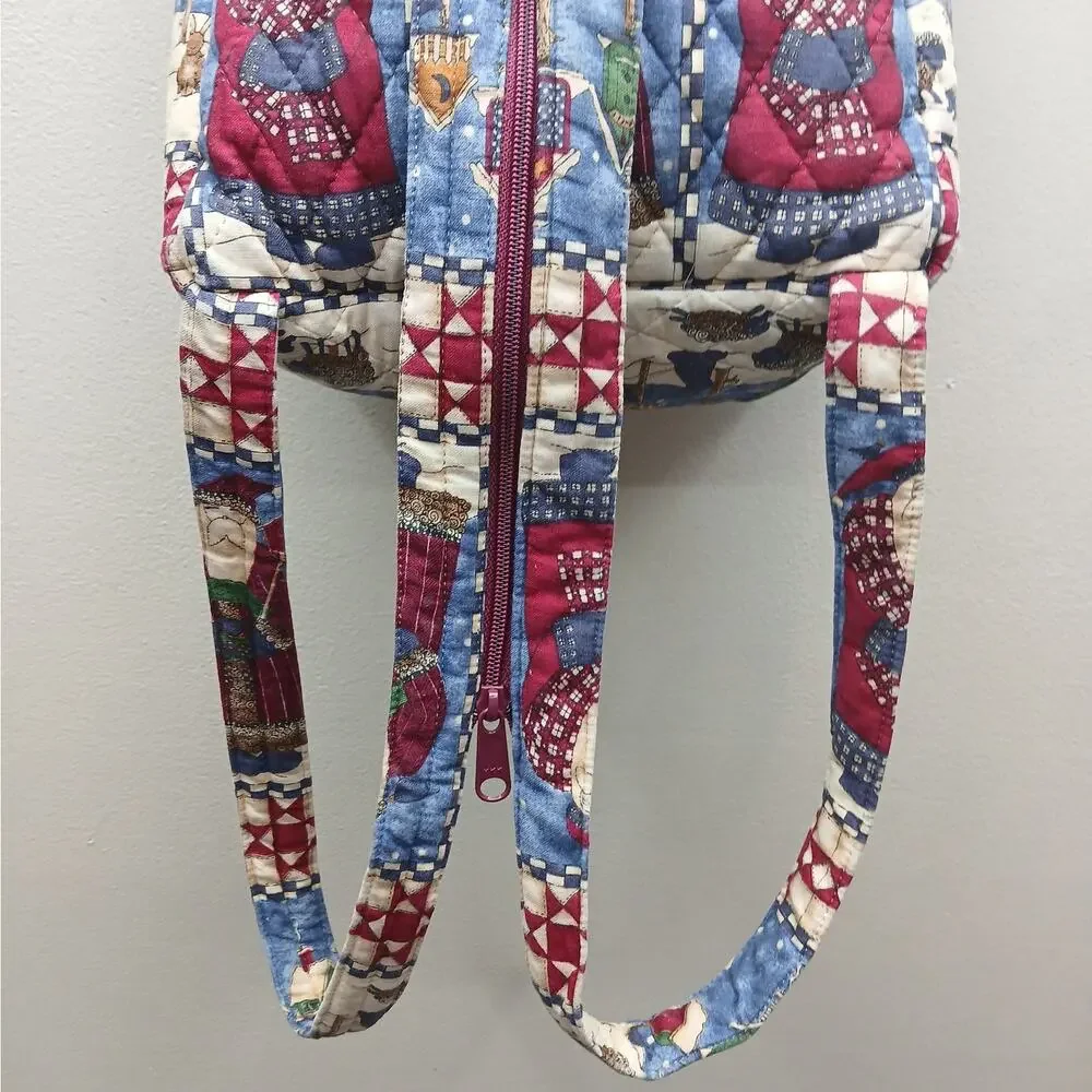 Vintage Whimsical Christmas Scene Small Backpack Bag Retro Festive Santa Y2K